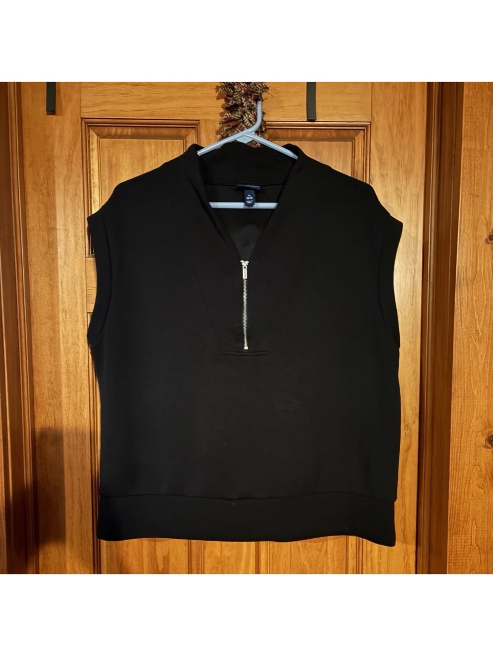 Scoop Half Zip Sleeveless sweatshirt vest black double soft Size XL